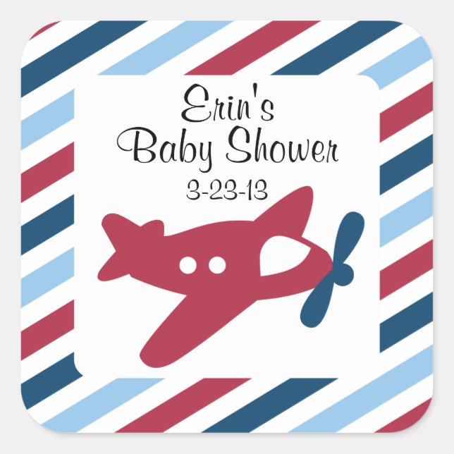 Vintage Plane Airmail Square Sticker (Front)