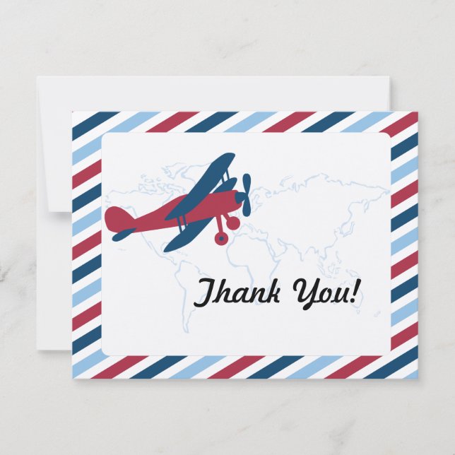 Vintage Plane Airmail Thank you (Front)