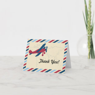 Vintage Plane Airmail Thank you Card