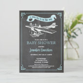 Vintage plane baby boy shower inviation invitation (Standing Front)
