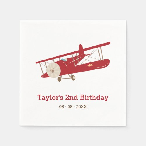 Vintage Plane Birthday  Baby Shower Paper Napkins