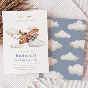 Vintage Plane Birthday Invitation   Airplane