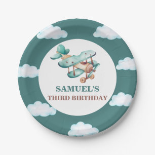 Vintage Plane Birthday Invitation Time Flies   Pap Paper Plates