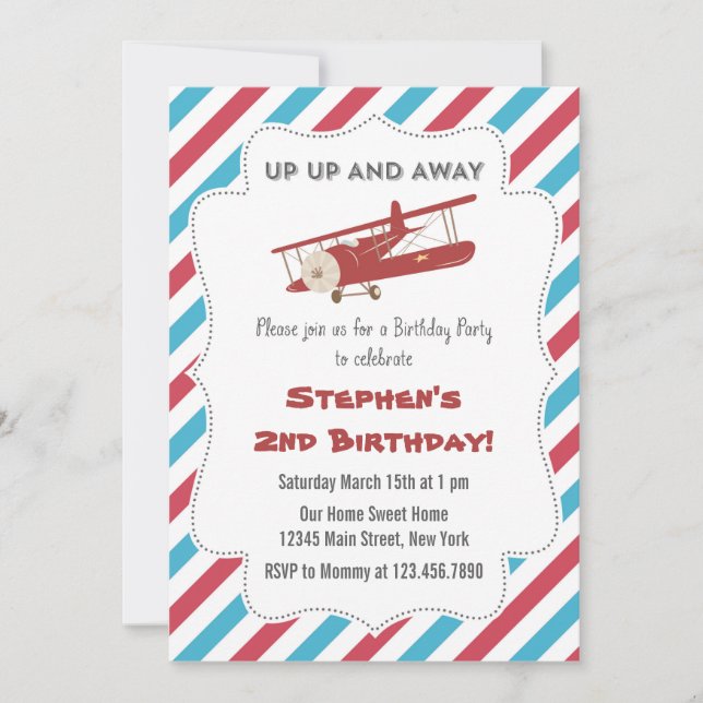 Vintage Plane Birthday Party Invitation (Front)