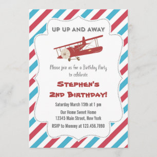 Vintage Plane Birthday Party Invitation