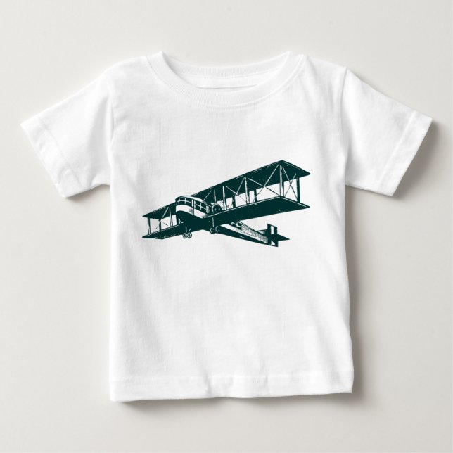 Vintage Plane - Dark Green Baby T-Shirt (Front)