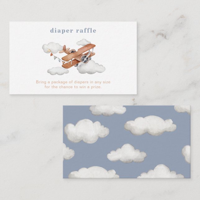 Vintage Plane Diaper Raffle Cards (Front/Back)
