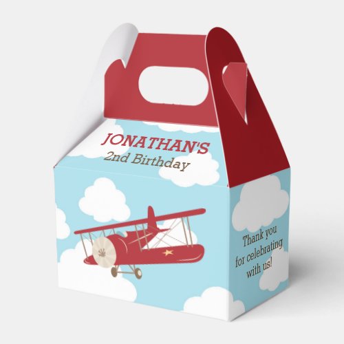 Vintage Plane Favor Boxes Red