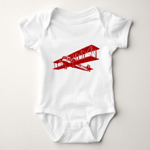 Vintage Plane _ Ruby Red Baby Bodysuit