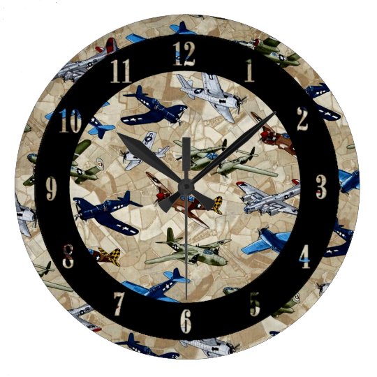 Vintage Planes Aviation Wall Clock