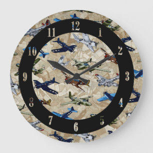 Vintage Planes Aviation Wall Clock