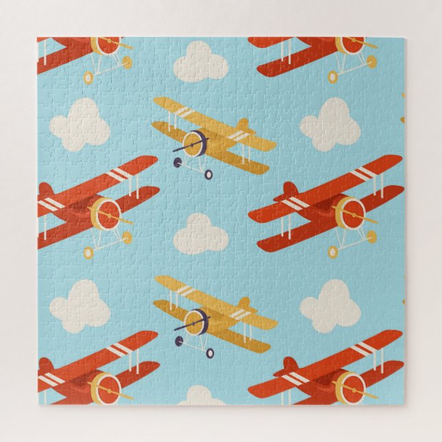 Vintage Planes Clouds Background Pattern Jigsaw Puzzle (Vertical)