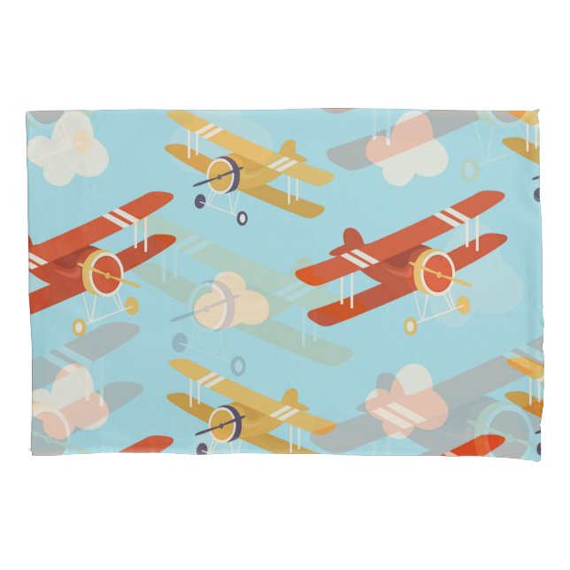 Vintage Planes Clouds Background Pattern Pillow Case (Front)