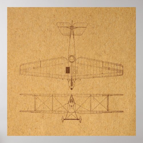 Vintage Planes Old Fashioned Airplane Diagram Poster