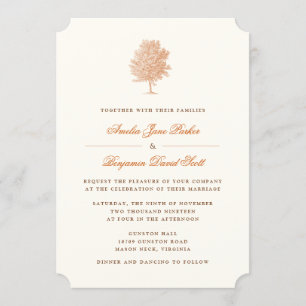 Vintage Planetree Maple Wedding Invitation
