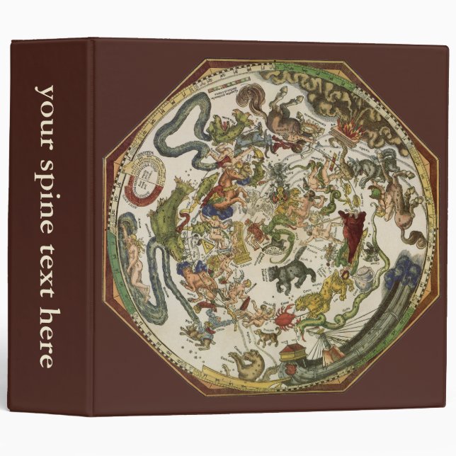 Vintage Planisphere Celestial Map by Peter Apian Binder (Front/Spine)