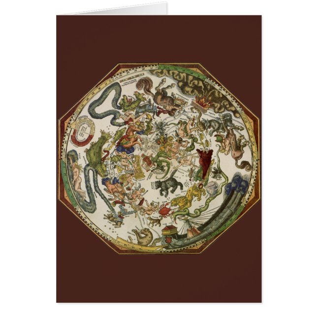 Vintage Planisphere Celestial Map by Peter Apian Cards (Front)