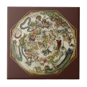 Vintage Planisphere Celestial Map by Peter Apian Ceramic Tile