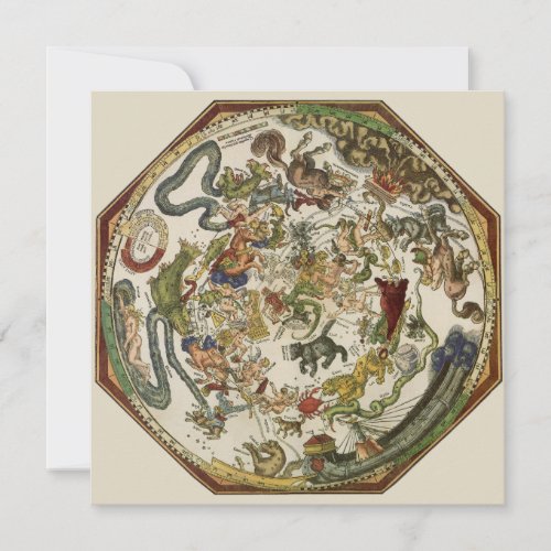 Vintage Planisphere Celestial Map by Peter Apian Invitation