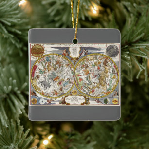 Vintage Planisphere Star Map by Nicholas de Fer Ceramic Ornament