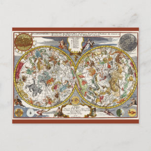 Vintage Planisphere Star Map by Nicholas de Fer Postcard