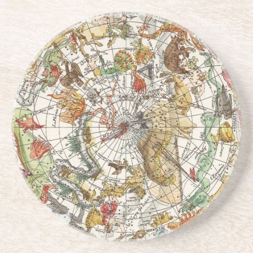 Vintage Planisphere Star Map by Nicholas de Fer Sandstone Coaster