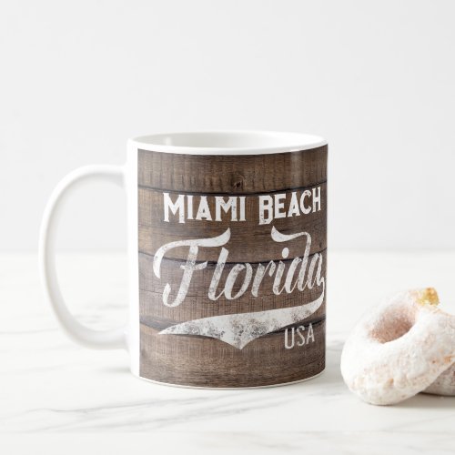 Vintage Plank Miami Beach Florida USA Souvenir Coffee Mug
