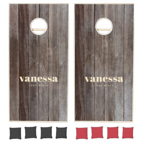 Vintage Planks Minimal Modern Classic Name Cornhole Set