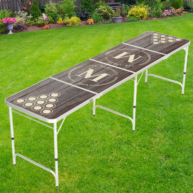 Vintage Planks Modern Circle Monogram Beer Pong Table (Creator Uploaded)