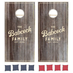 Vintage Planks Retro Family Name & Year Cornhole Set