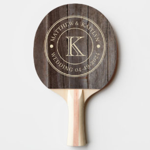 Vintage Planks Wedding Monogram Ping Pong Paddle