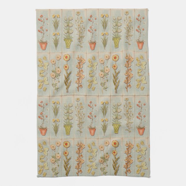 Vintage Plant Illustrations Kitchen Towel (Vertical)