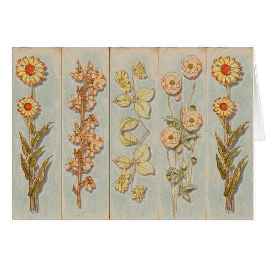 Vintage Plant Illustrations Rustic Cards (Front Horizontal)