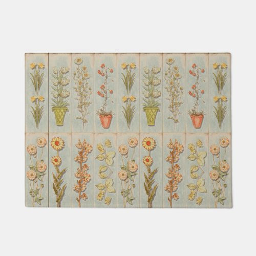 Vintage Plant Illustrations Rustic Doormat