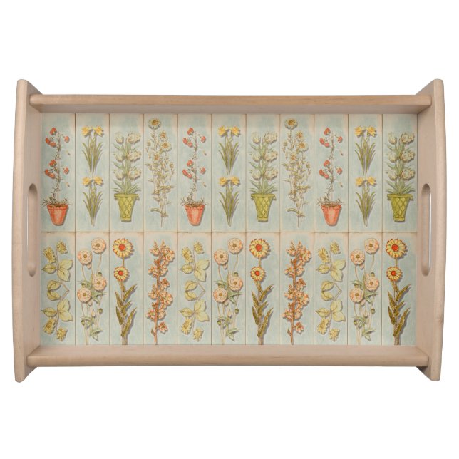 Vintage Plant Illustrations Rustic Serving Tray (Front)