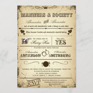 Vintage Playbill Storyline Formal Wedding Invite 3