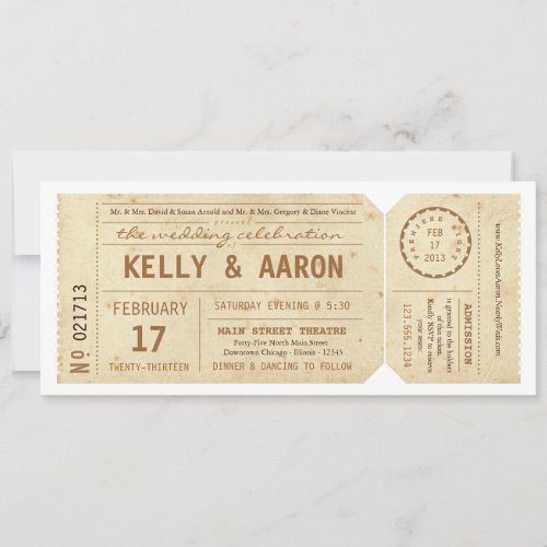 Vintage Playbill Theater Ticket Wedding Invitation