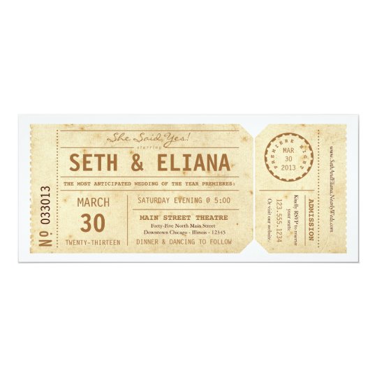 Vintage Playbill Ticket Wedding Invitation Zazzle Vintage Playbill Ticket Wedding Invitation