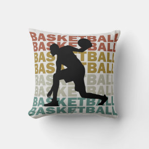 Vintage Player Basketball Throw Pillow