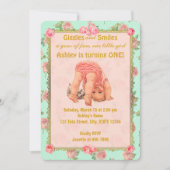 Vintage Playful Girl Birthday Invitations 1st One (Front)