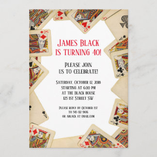 Vintage Playing Cards Birthday Party Invitation