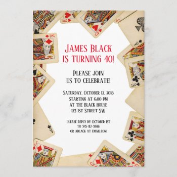 Vintage Playing Cards Birthday Party Invitation by wasootch at Zazzle