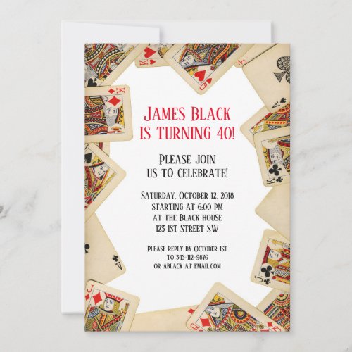 Vintage Playing Cards Birthday Party Invitation