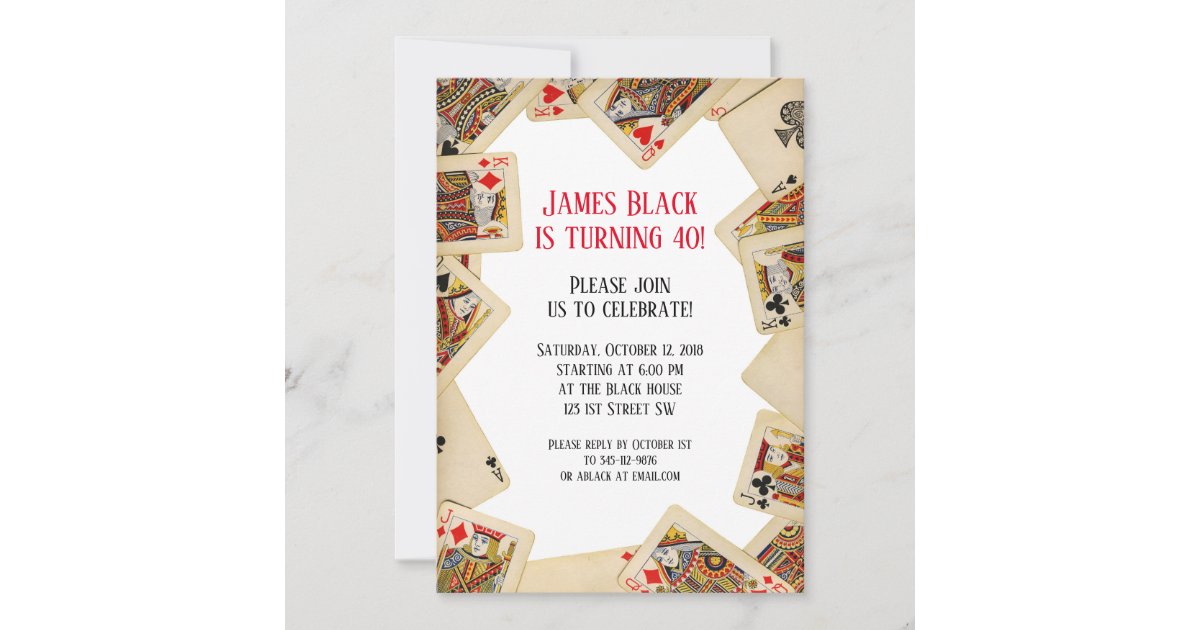 Vintage Playing Cards Birthday Party Invitation | Zazzle