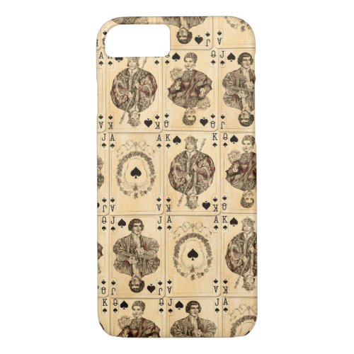 Vintage Playing Cards Collage Ace Queen King Jack iPhone 87 Case