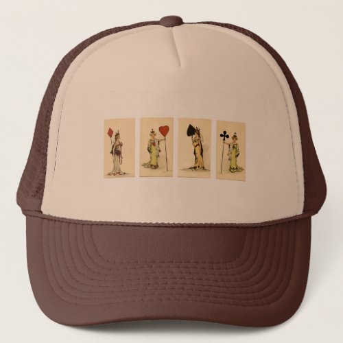 Vintage playing cards design The four Queens Trucker Hat
