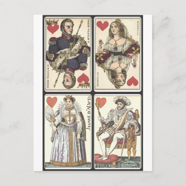 Vintage Playing Cards - Kings and Queens of Hearts (Front)