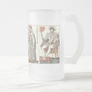 Vintage Playing Cards - Kings and Queens of Hearts Frosted Glass Beer Mug
