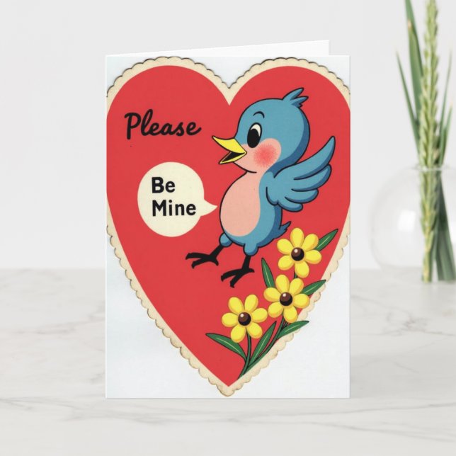 Vintage Please Be Mine Bird Card (Front)
