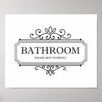 Vintage Please Seat Yourself Funny Bathroom Sign